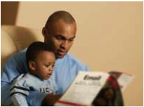 Caregiver reading to Child